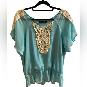 Apt. 9 ~
Light Blue Blouse with Cream Lace
Size Large 
NWOT